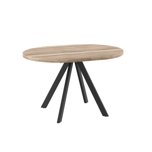 Стол RONDO-90, круглый раздвижной 90(125), ДУБ КАНЬОН/ЧЕРНЫЙ RONDO 90